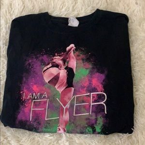 A cheerleading flyer tee